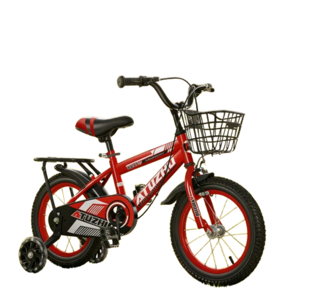 Atuzhu Kids Bicycle with Basket, Bell &amp; Training Wheels - 12-14 Inch