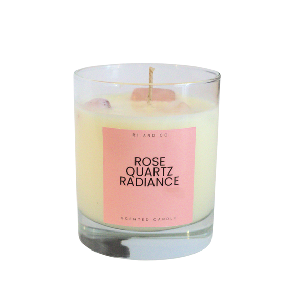 Rose Quartz Radiance Crystal Candle - Gift for Her - Self-Love &amp; Healing