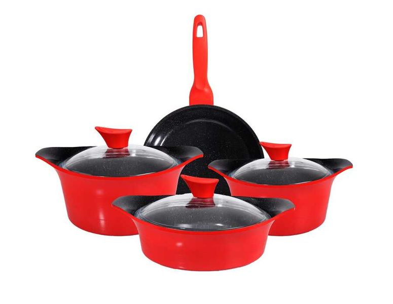 7 Piece Woven Pot Set With Self-Handled Glass Lid