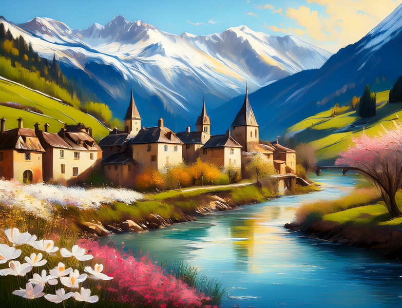 Canvas Wall Art Home Decor - French village 3