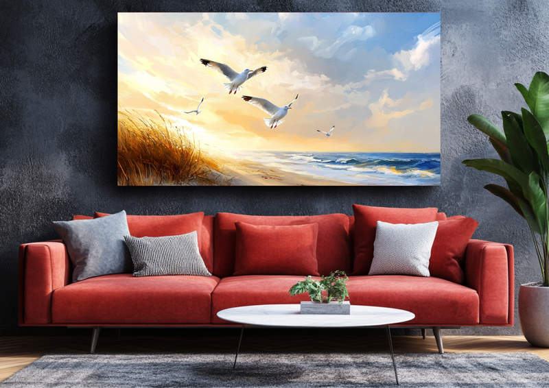 Canvas Wall Art - Seagullus Flight Morning - BX0318