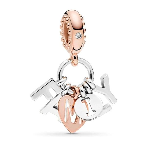 925 Sterling Silver Two Tone Family Dangle Charm