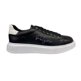 Palzini (14478) - Mens Black Leather/White Sole Lace Up Sneakers | Shop ...