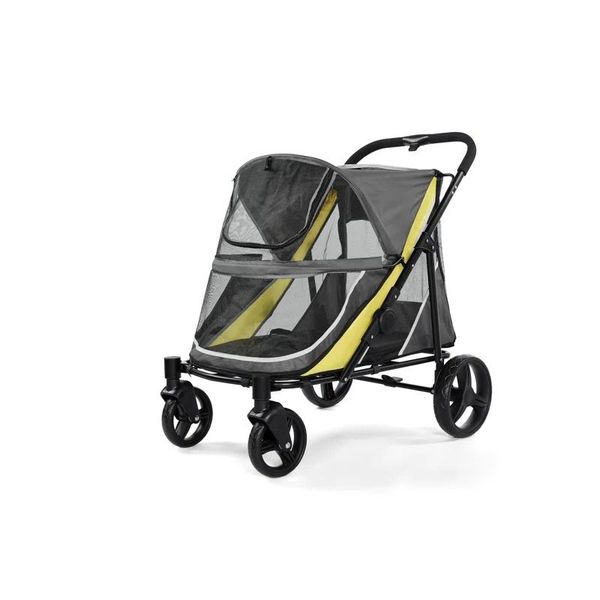 Deluxe 4-Wheel Pet Stroller with Mesh Canopy