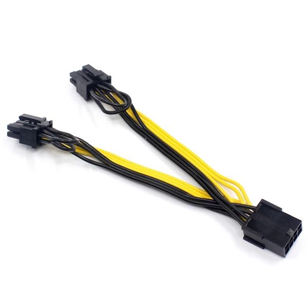 EPS CPU 8Pin to 2-Port PCIe Dual PCI-E 6+2Pin Y Splitter Cord 20CM