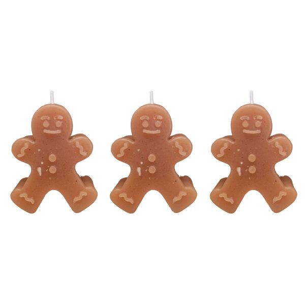Funky and Cute GingerBread Man Themed Long Burn Candle - 3 Pack