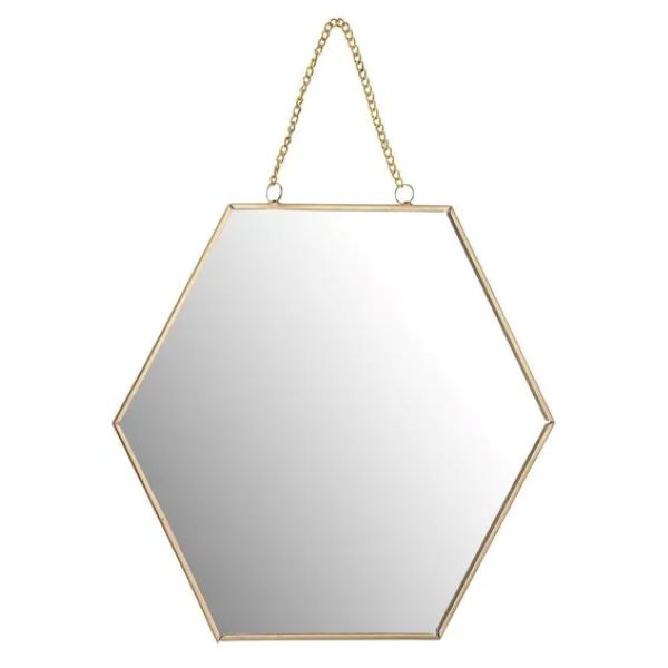 Honeycomb shaped mirror gold 20cm