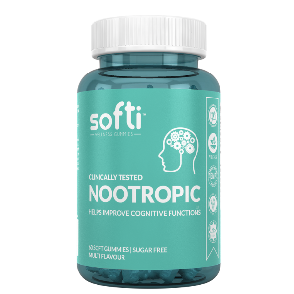 Softi Nootropic Gummies - Study, Focus &amp; Memory Support, 60 Vegan Gummies