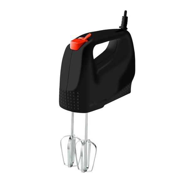 Mellerware Hand Mixer With Dough Hooks &amp; Beaters Chrome Black 5 Speed 100W