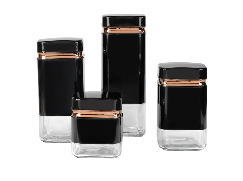 Distoplan Modern Design - 4 Pieces Square Canister Set -Glass