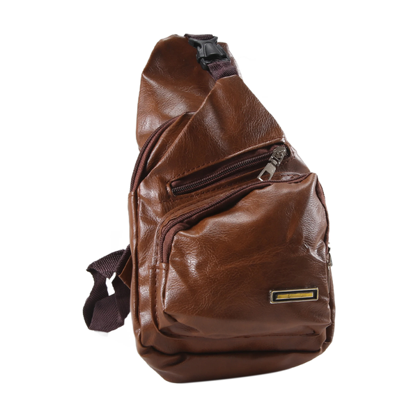 Mini Usb Interface Plenty Of Space Mens Pu Bag Light Brown