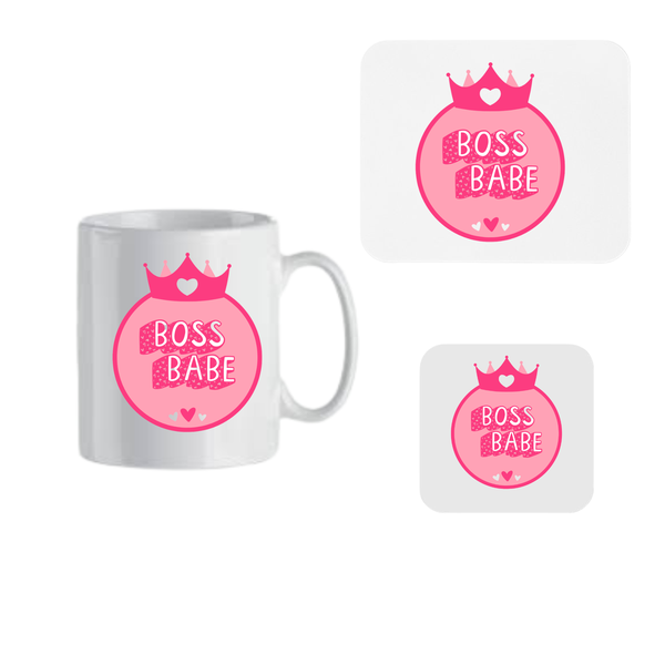 Mug, Coaster and Mouse Pad Combo - Boss Babe