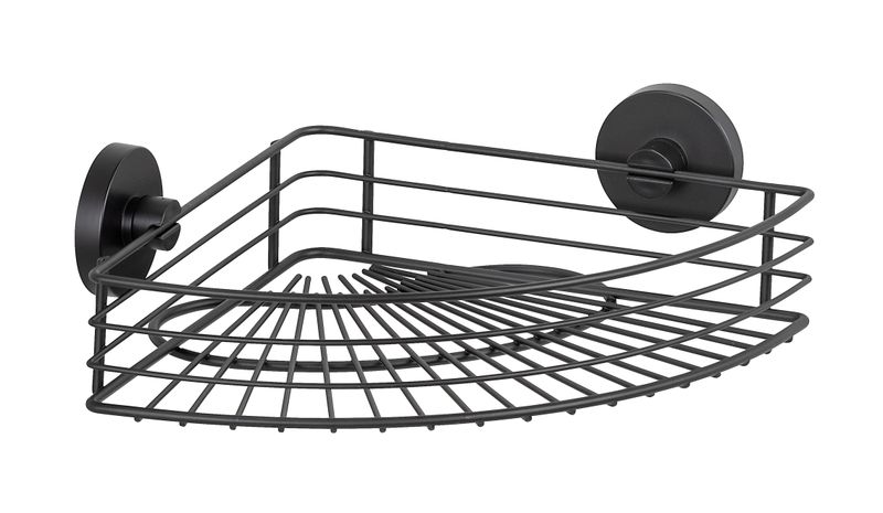 Wenko - Vacuum-Loc Corner Shelf - Bari - Black - Wall Shelf