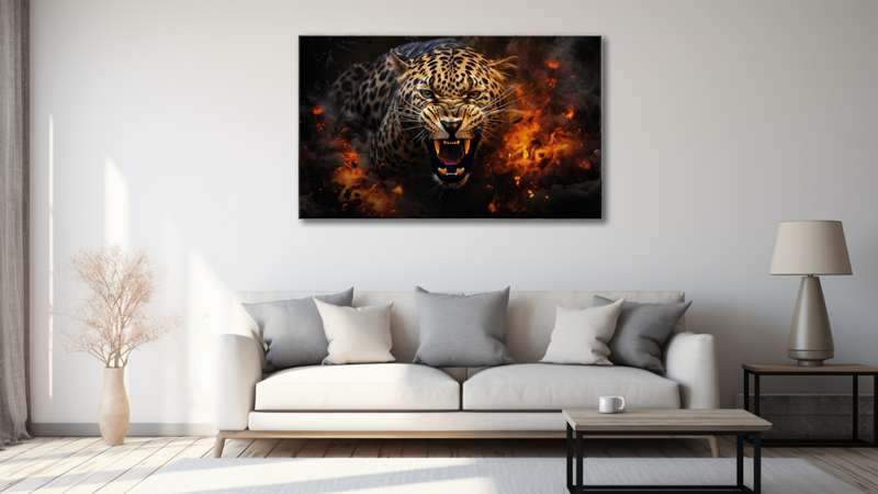 Canvas Wall Art - Leopard Ferocity Abstract - MT0571