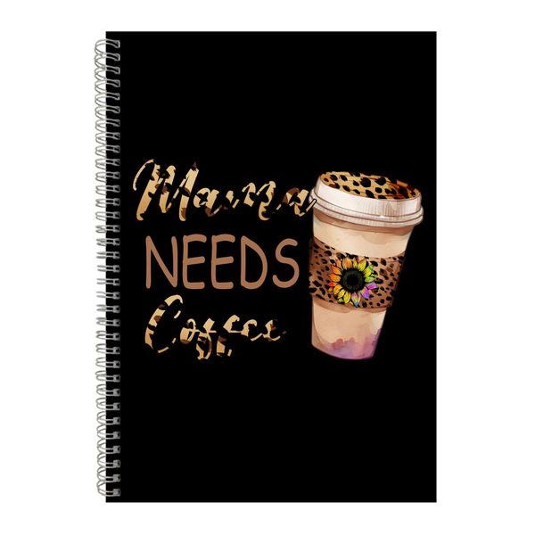Sunflower A4 Notebook Spiral Lined Coffee Mama Graphic Mom Notepad Gift 203