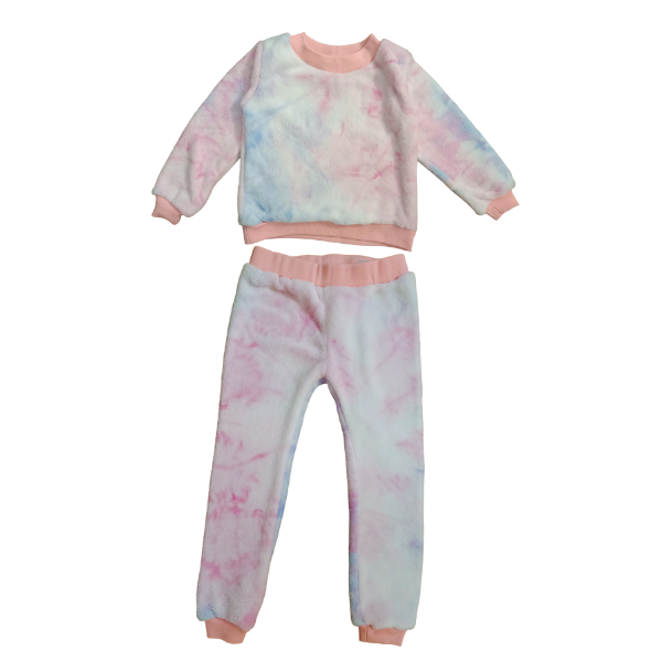 Girls Pink Mongolian Fleece Pyjama Set