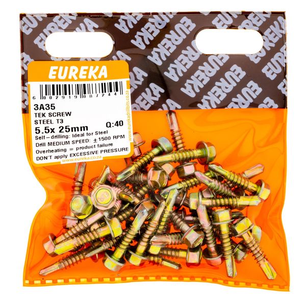 EUREKA Tek Screw Hex Head Coarse Thread 5.5 x 25mm Q:40 3A35