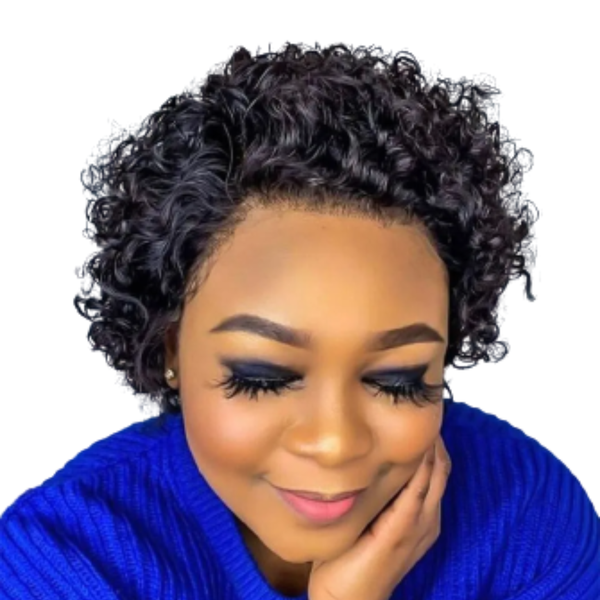 Frontal Brazilian Pixie Curly Wig, 13x1 Part Frontal Wig