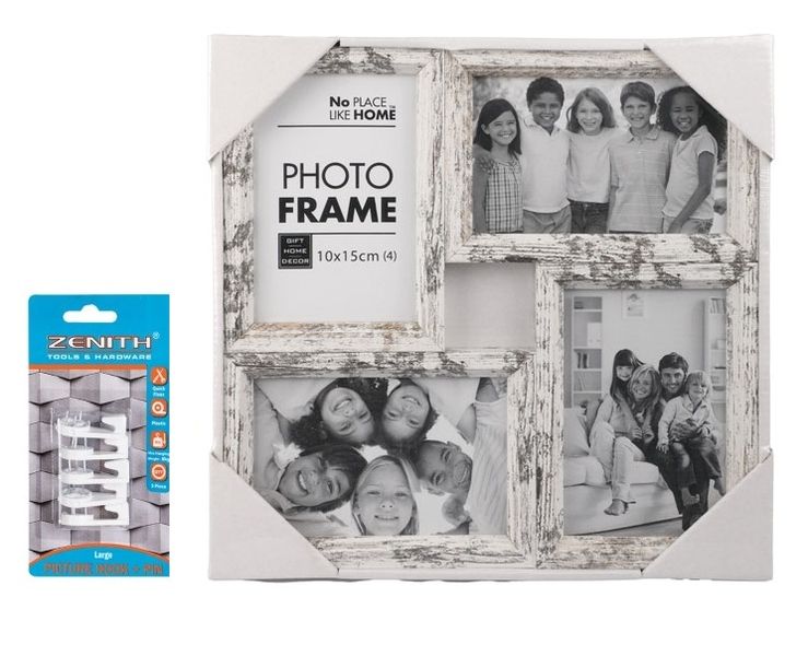 Set of 1 Picture Frame Collage 4 Hole Stressed - Hanging Hooks Included