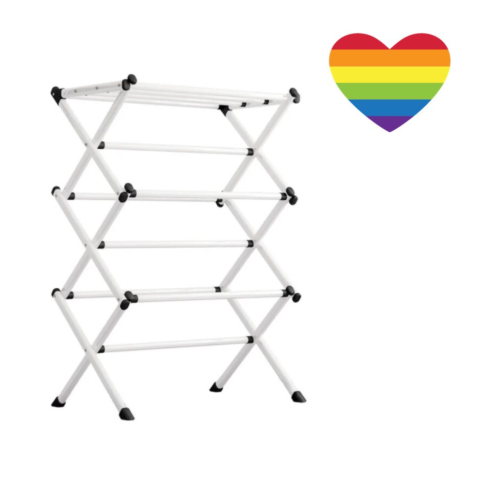 Home Laundry 3 Tier Folding Clothes Horse 98cm and Heart Sticker Shop