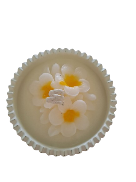 Garden Bloom Flower Soy Wax Candle, 7.5cm Amber Musk &amp; Cherry blossom