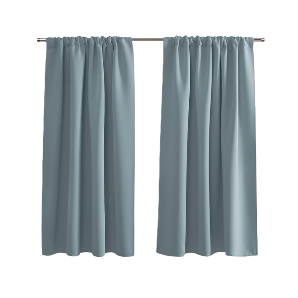 Bedroom &amp; Kitchen Blackout Thermal Curtains - Gray-Blue