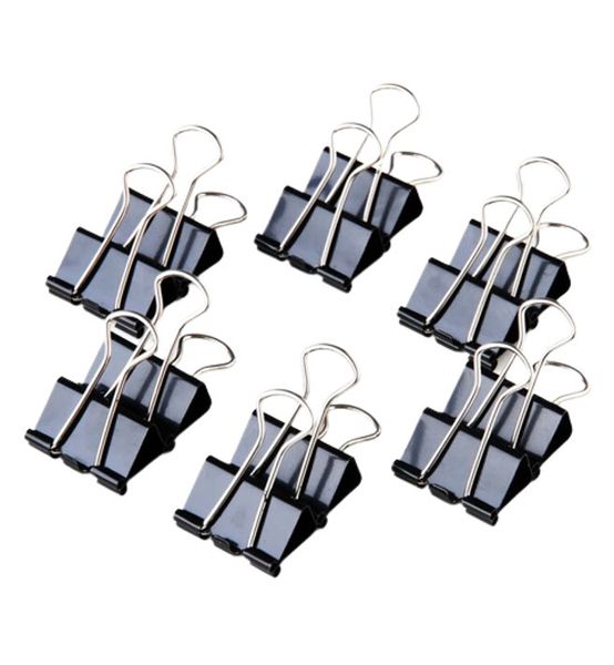 12 Pcs Foldback Metal Paper Binder Clips - Black
