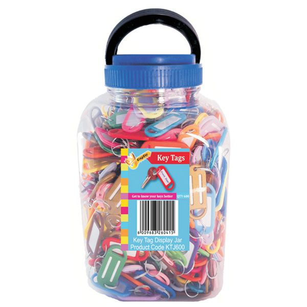 Key tags, assorted colours - Jar of 600