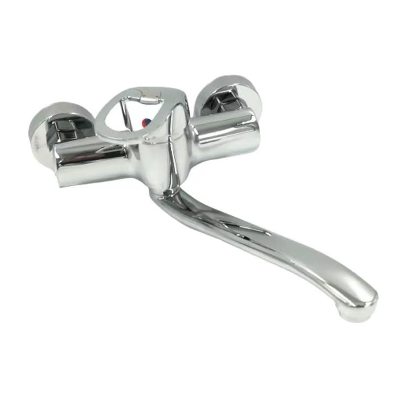 Single Lever Mixer Tap Chrome Wall Mounted Sink Mixer Tap Pivotable Spout