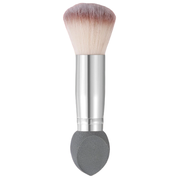 Multi-Functional Dual-Ended Makeup Sponge And Brush - Silver