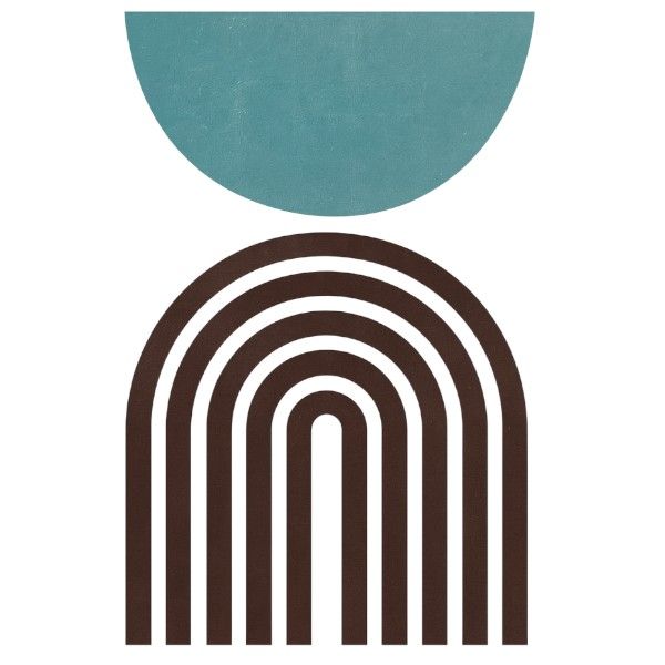 Half-Circle &amp; Arch Abstract Canvas Wall Art - Brown