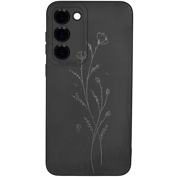 Phone Case with Shiny Black Stems &amp; Pro Camera for Samsung S23+ | Black