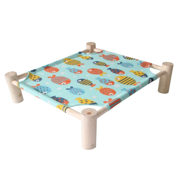 Cat Hammock Bed Solid Wooden Removable Washable Elevated Pet Bed 54×47×11CM