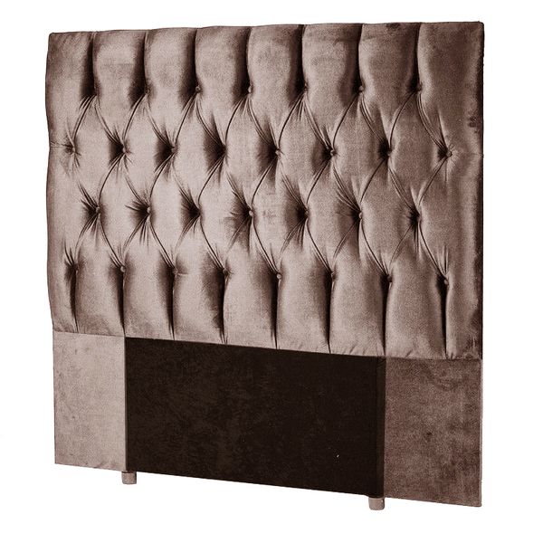 Modern Deep-Button Headboard - Brown - Velvet