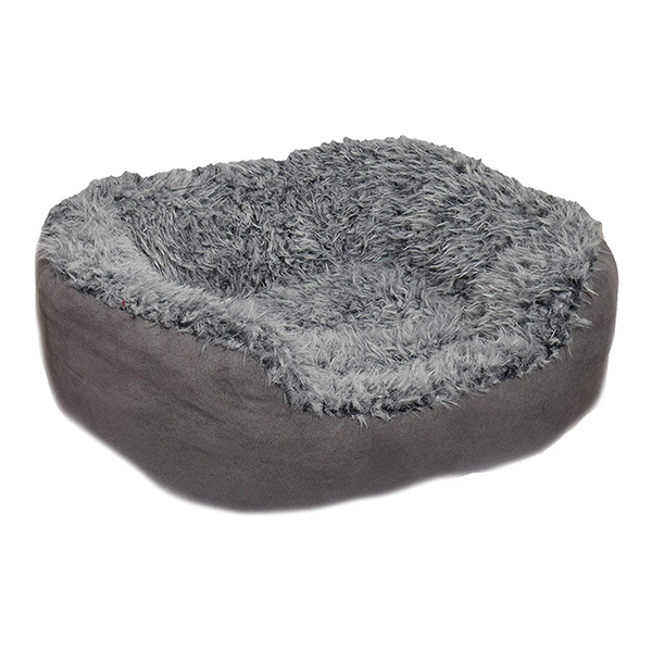 Rosewood Grey Lion Faux Suede Oval Bed Large