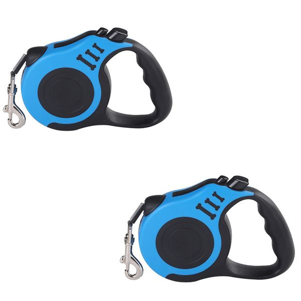 2 x Pet Retractable Leash Dog Lead - 5m Blue