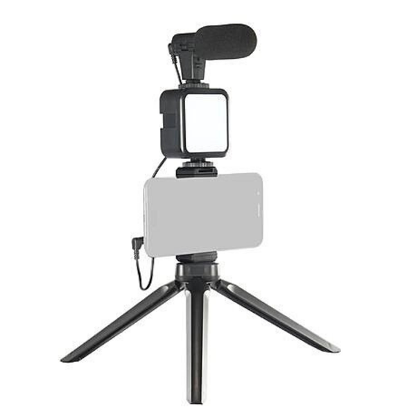 Vlogging Kit with LED Light and Microphone