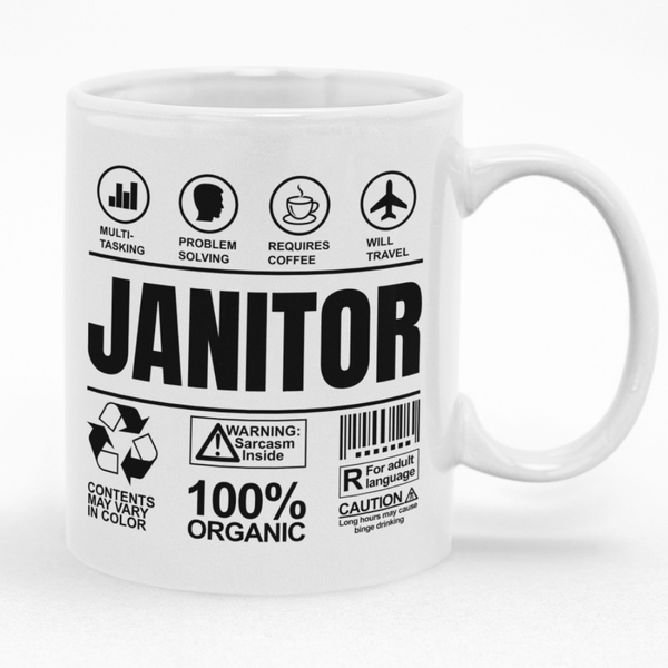 Janitor Birthday Christmas Gift Custom Printed Funny Novelty Mug