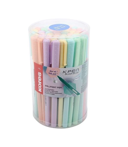 Kores Opaque Triangular Pens, Assorted Pastel Colours, Box of 50