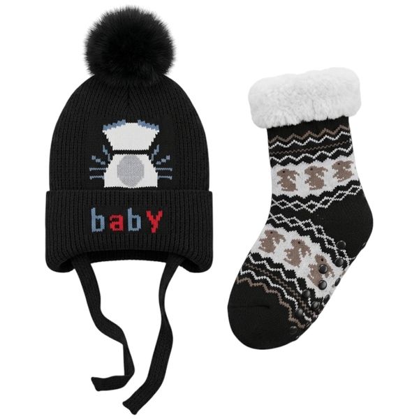 Kids Soft Thermal Warm Winter Beanie and Winter Thermal Socks Set 3 Pieces