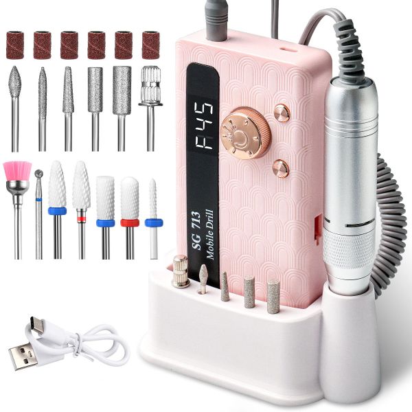 45000RPM Rechargeable Electric Nail Kit for Acrylic Nails Gel Polishing