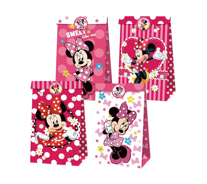 Party Favor Bags with Stickers - Minnie Mouse Theme - 12 Bags