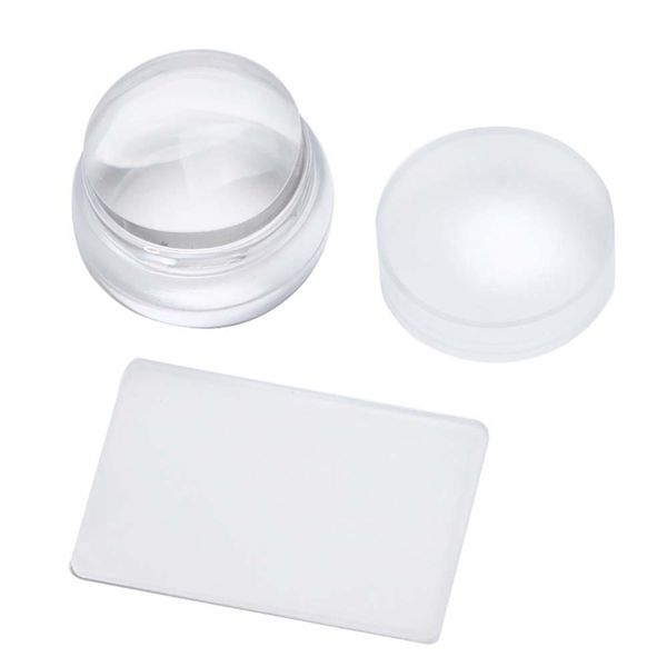 Clear Round Silicone Nail Art Stamper &amp; Scraper Mini