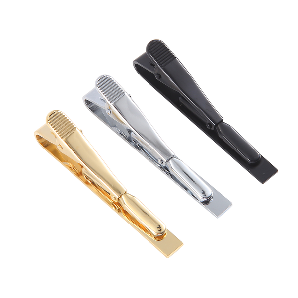 Tie Bar Clip Men Silver Gold Black 2.2 Inch - 3 Piece