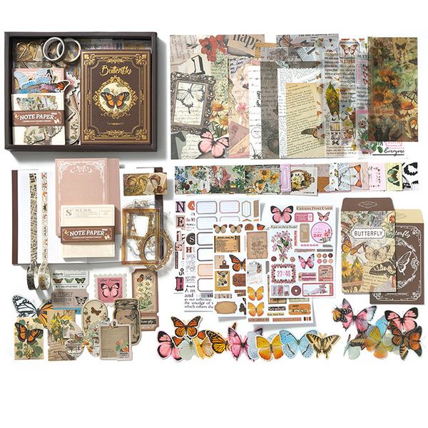 DIY Journaling Kit - brown-Journal, Stickers, Tapes, Papers