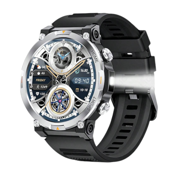 Fitness Tracking Smart Watch With AMOLED IPS Screen - Silver &amp; Black