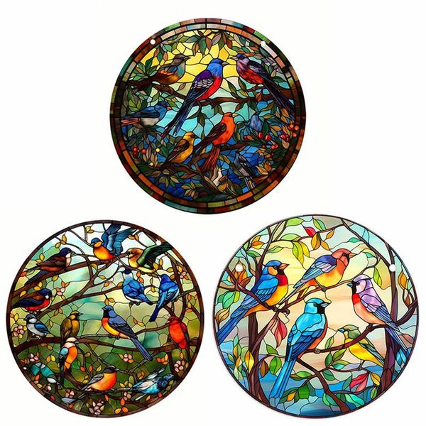 Bird spring color disc acrylic home wall decoration chain pendant