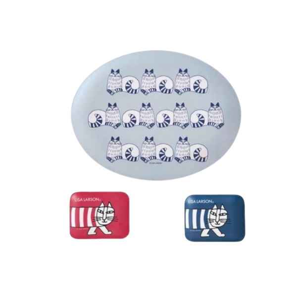 Nordic Style Striped Cat Plates Set of Three