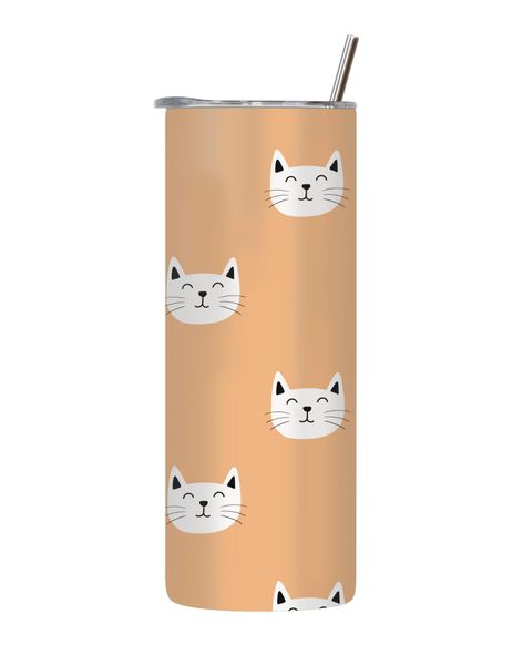 Feline Whiskers 20 Oz Tumbler Lid Straw Cat Lovers Graphic Gift 136