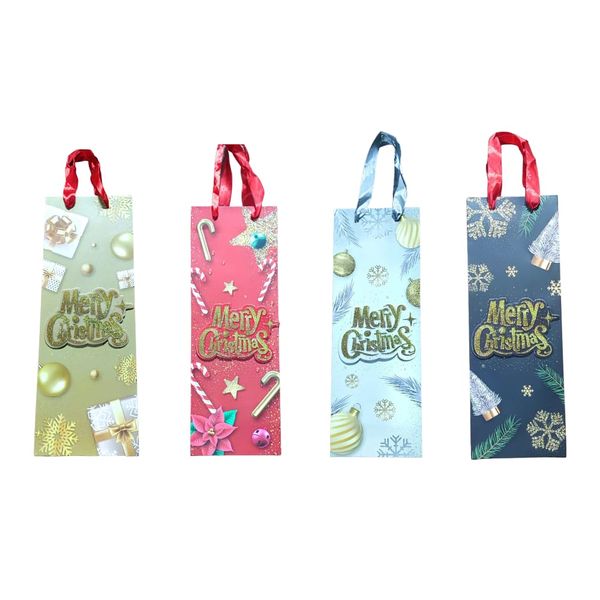 37 x 12CM Elegant Wine Presentation: Set of 4 Luxury Gift and Wine Bags